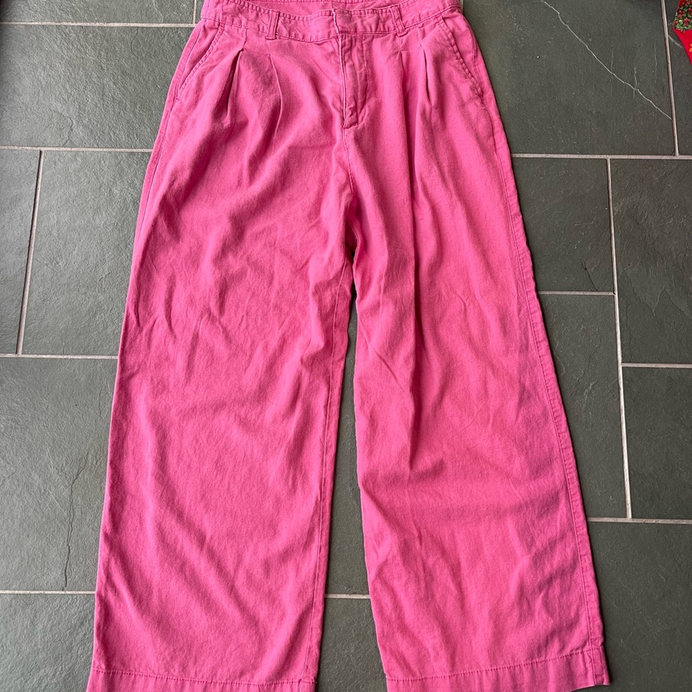 GAP Women’s pleat-front linen blend trousers bubblegum pink 10